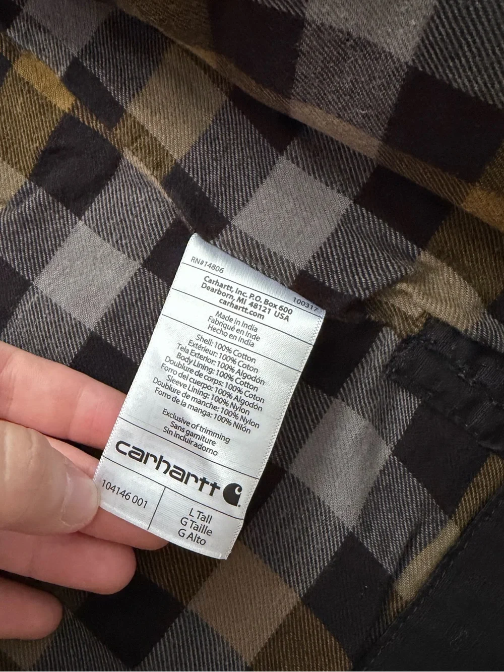 Carhartt Men's Ripstop Solid Shirt Jacket Black Flannel Lined